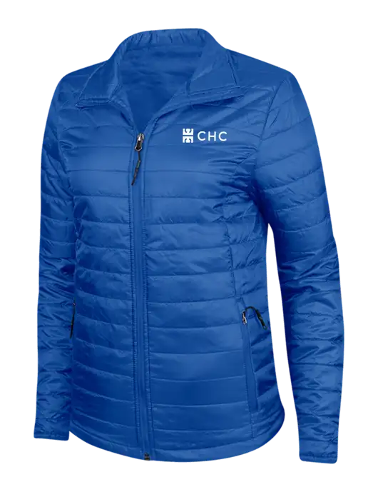 Dark Royal Blue Womens Puffy Packable Jacket w/CHC Logo