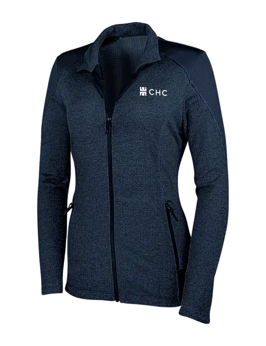 Navy Womens Grid Fleece Jacket w/CHC Logo