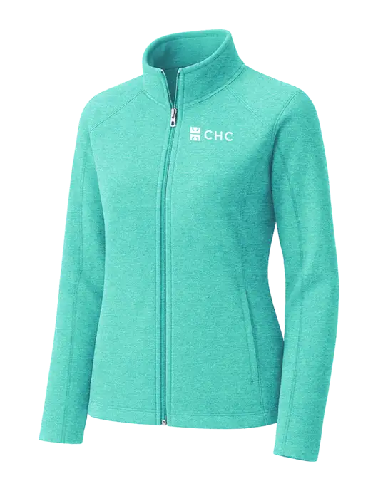 Aqua Green Womens Heather Microfleece Full-Zip Jacket w/CHC Logo
