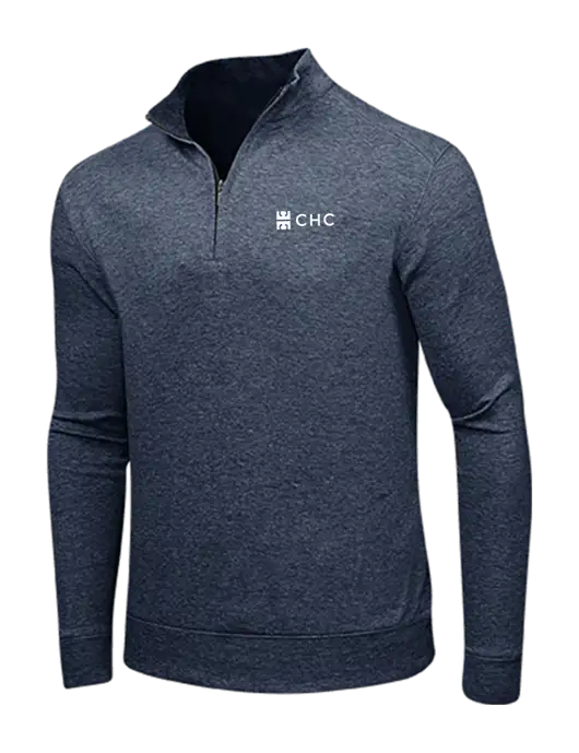 Estate Blue Heather/Charcoal Heather Interlock 1/4 Zip w/CHC Logo