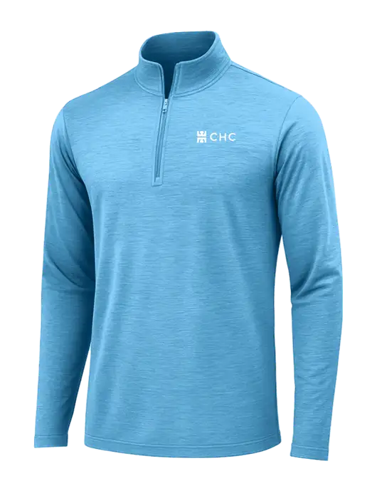 Light Blue Heather Posicharge Tri-Blend Wicking 1/4 Zip Pullover w/CHC Logo