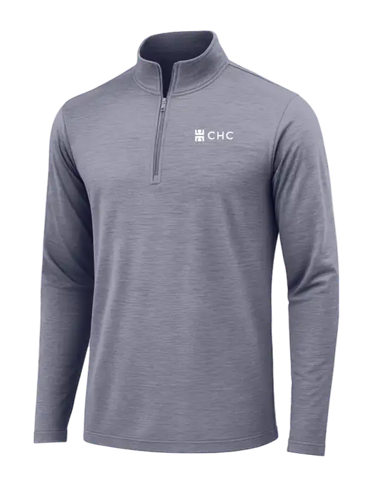 True Navy Heather Posicharge Tri-Blend Wicking 1/4 Zip Pullover w/CHC Logo