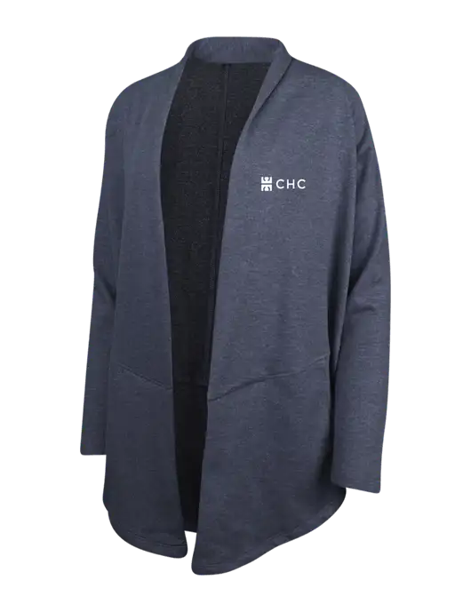 Estate Blue Heather/Charcoal Heather Womens Interlock Cardigan w/CHC Logo