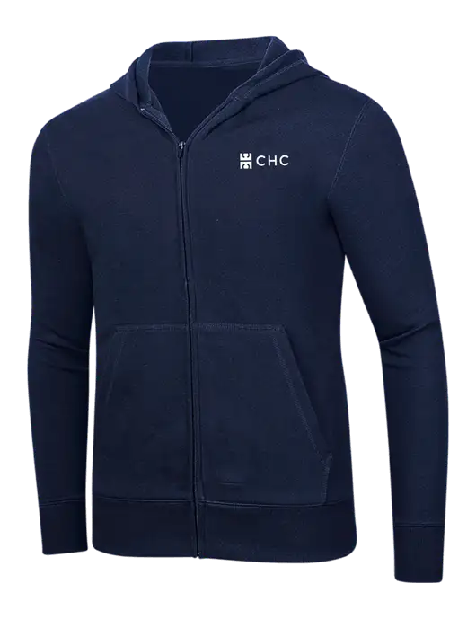 Full-Zip Navy Heavyweight Hooded Sweatshirt w/CHC Logo