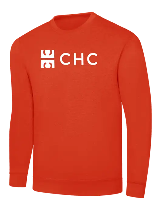 Orange 7.8 oz Ring Spun Crew Sweatshirt w/CHC Logo