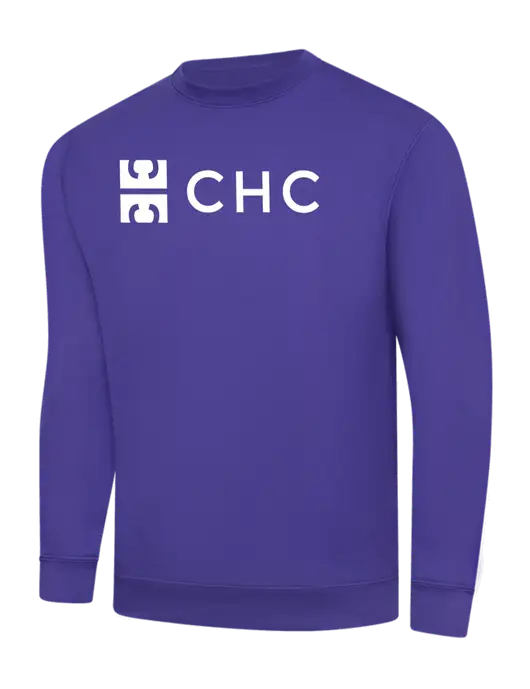 Purple 9 oz 50/50 Cotton/Poly Crew Sweatshirt w/CHC Logo