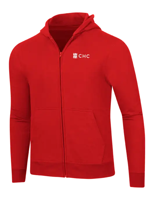 Bright Red 8.5 oz Ring Spun Zip Hooded Sweatshirt w/CHC Logo