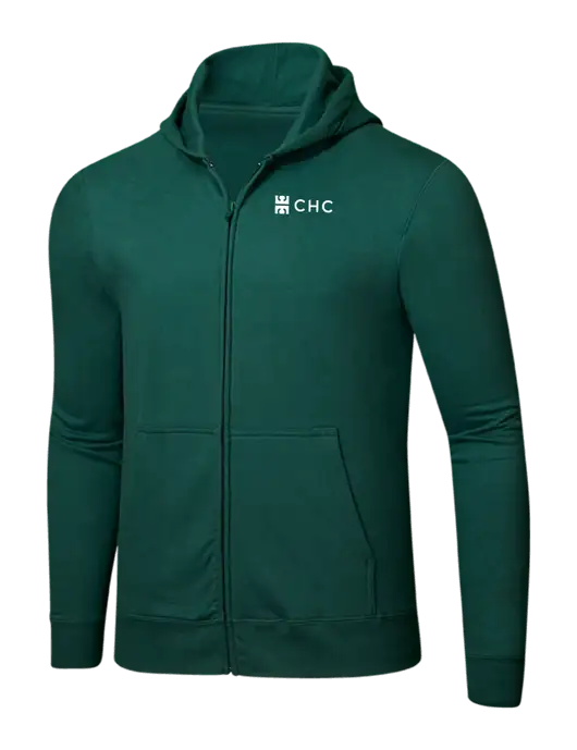 Forest Green 8.5 oz Ring Spun Zip Hooded Sweatshirt w/CHC Logo
