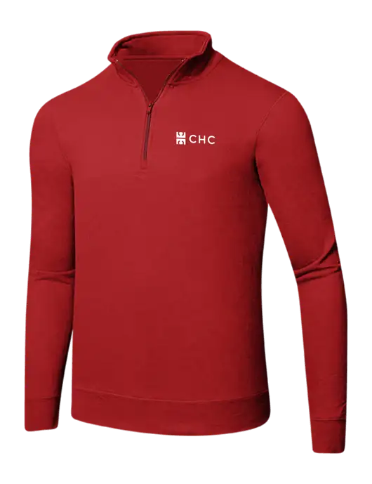 Bright Red 8.5 oz Ring Spun 1/4 Zip Pullover Sweatshirt w/CHC Logo