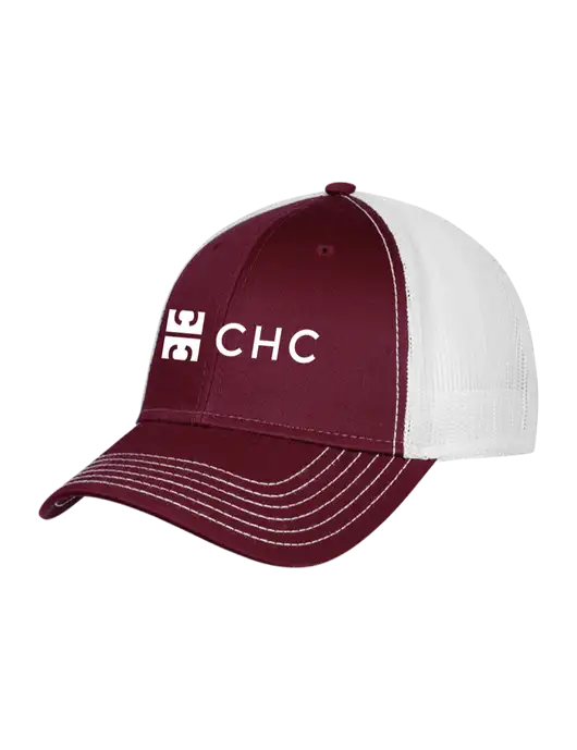 Maroon/Maroon/White Mesh Trucker Cap Snap Back w/CHC Logo