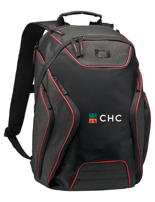 OGIO Red/Heather Grey Hatch Laptop Backpack
 w/CHC Logo
