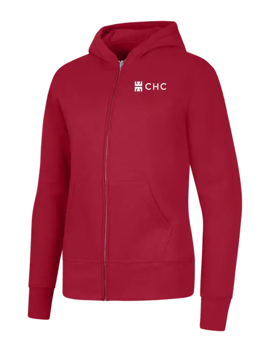 Red Womens Core Fleece Full-Zip Hooded Sweatshirt w/CHC Logo