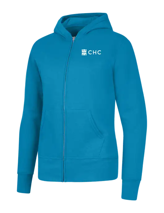 Neon Blue Womens Core Fleece Full-Zip Hooded Sweatshirt w/CHC Logo
