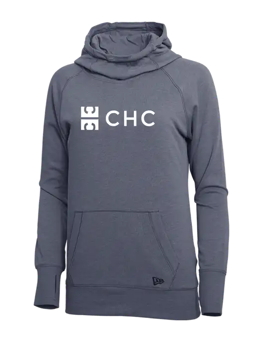 New Era True Navy Heather Womens Tri-Blend Fleece Pullover Hoodie w/CHC Logo