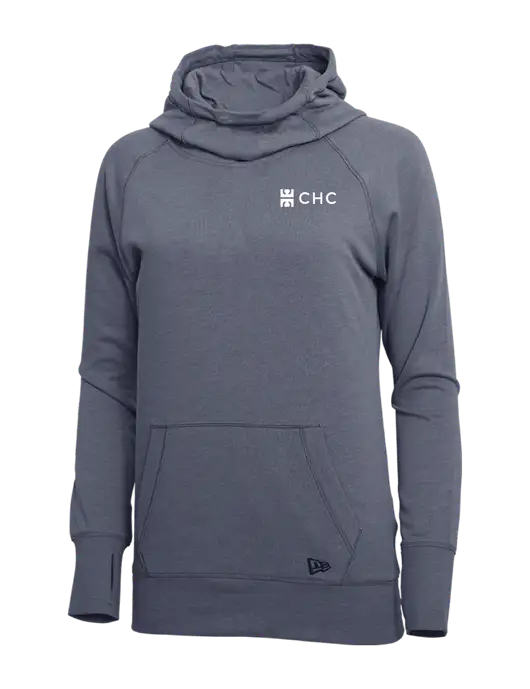 New Era True Navy Heather Womens Tri-Blend Fleece Pullover Hoodie w/CHC Logo