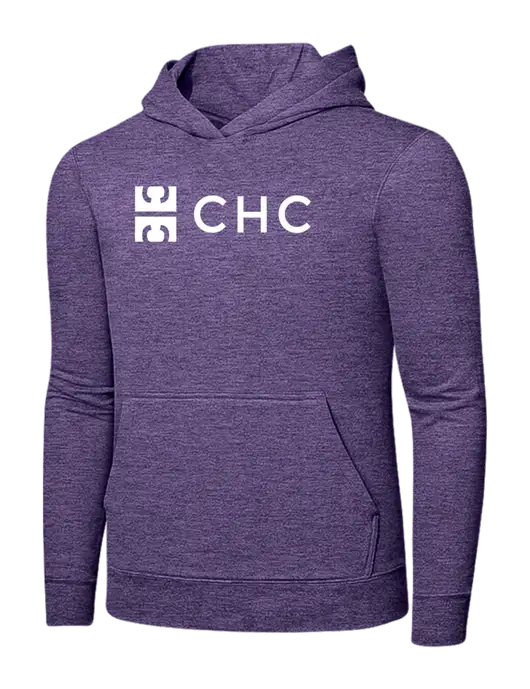 Heather Purple 7.8. oz Ring Spun Hooded Sweatshirt w/CHC Logo