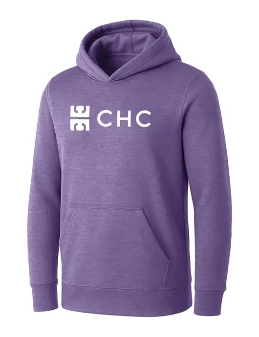 Womens Purple Heather Core Fleece Pullover Hooded Sweatshirt w/CHC Logo