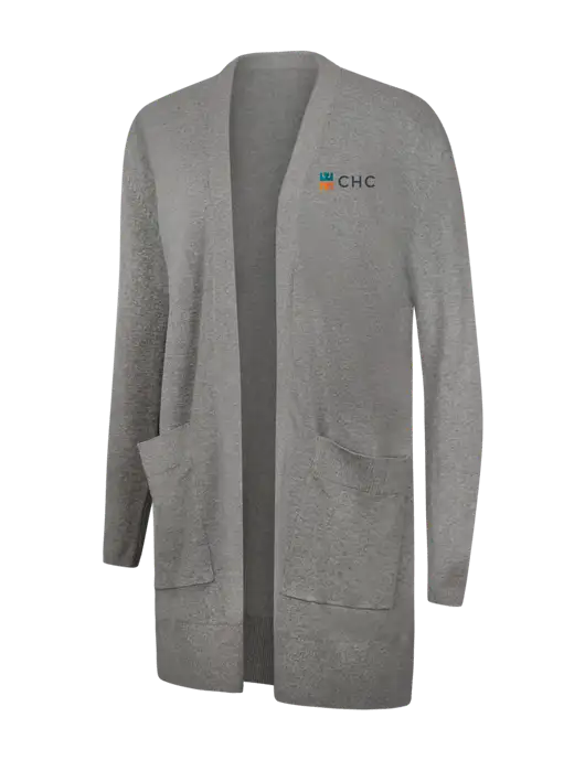 Mercer+Mettle Womens Light Grey Heather Open Front Cardigan Sweater w/CHC Logo
