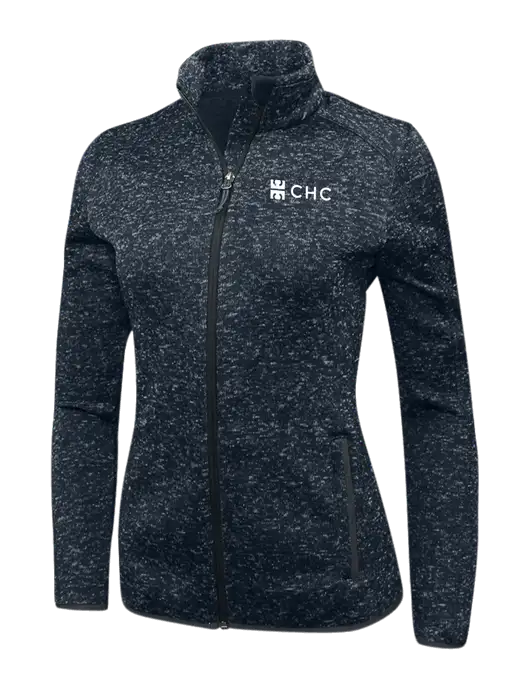 Navy Heather Womens Sweater Fleece Jacket w/CHC Logo