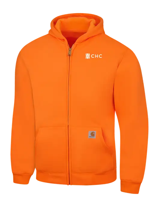 Carhartt Neon Orange Midweight Hooded Zip-Front Sweatshirt w/CHC Logo