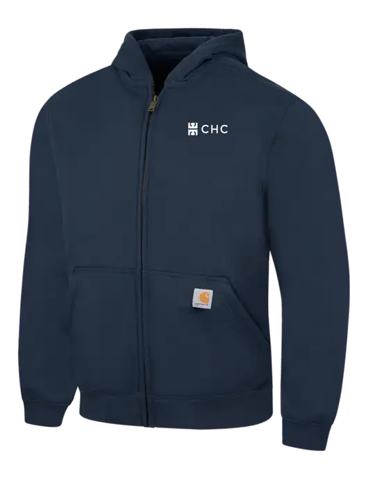 Carhartt Navy Rain Defender Paxton Heavyweight Hooded Zip-Front Sweatshirt w/CHC Logo