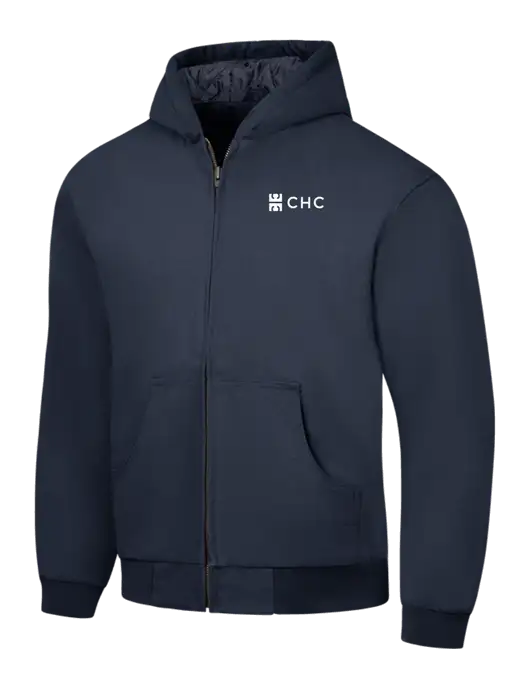 CornerStone Navy Duck Cloth Hooded Work Jacket w/CHC Logo