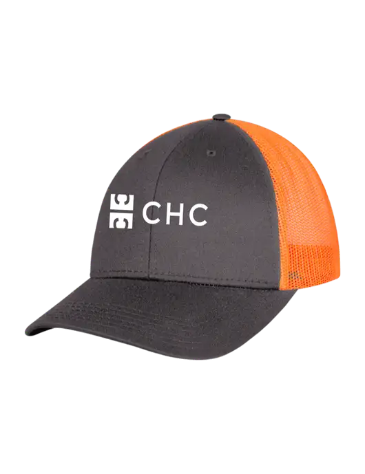 Neon Orange/Charcoal Mesh Trucker Cap Snap Back w/CHC Logo