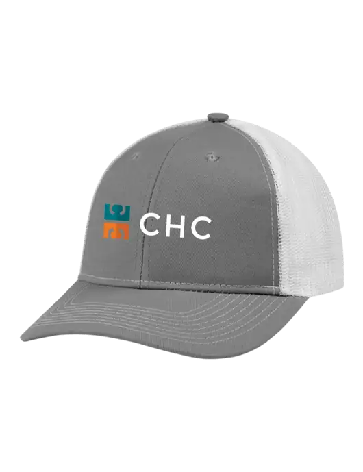 Snapback Ponytail Trucker Cap Light Medium Heather Grey w/White Mesh w/CHC Logo