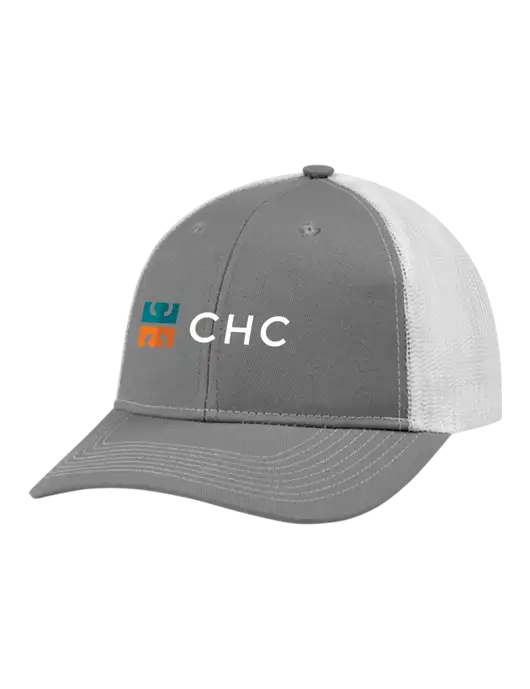 Snapback Ponytail Trucker Cap Light Medium Heather Grey w/White Mesh w/CHC Logo
