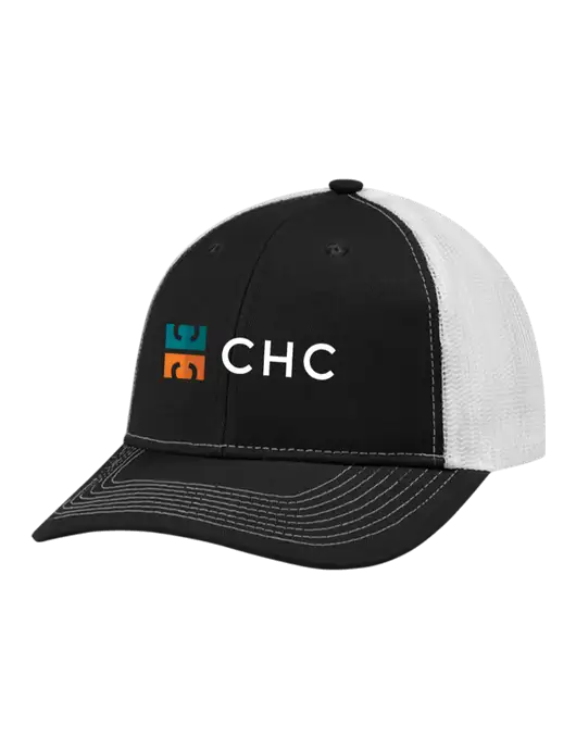 Snapback Ponytail Trucker Cap Black w/White Mesh w/CHC Logo