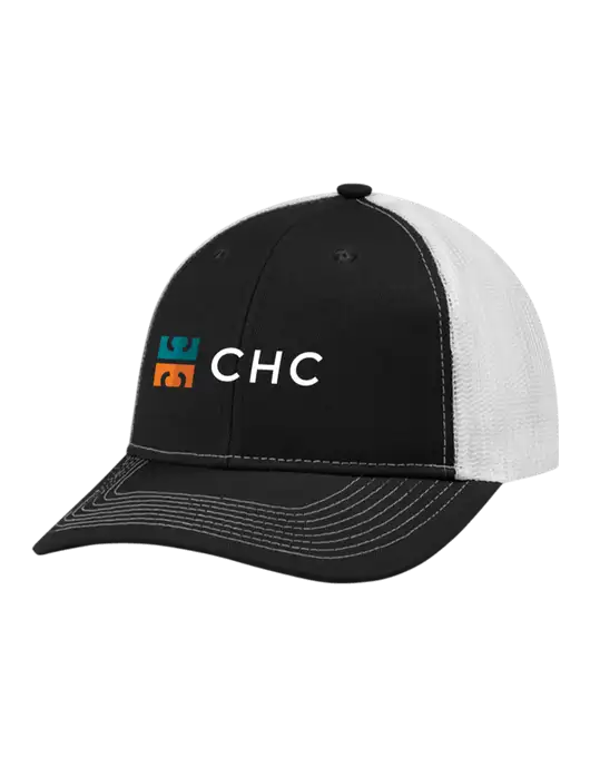 Snapback Ponytail Trucker Cap Black w/White Mesh w/CHC Logo
