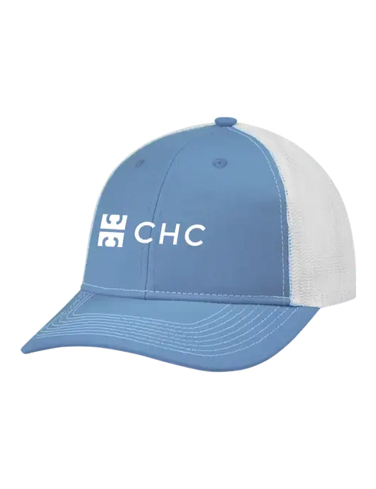 Snapback Ponytail Trucker Cap Carolina Blue w/White Mesh w/CHC Logo