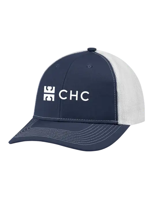 Snapback Ponytail Trucker Cap Navy w/White Mesh w/CHC Logo