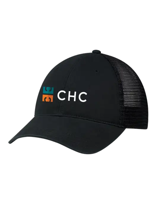 Richardson 111 Garment Washed Trucker Cap Black w/Black Mesh w/CHC Logo