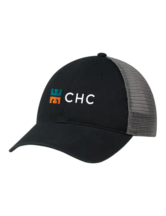 Richardson 111 Garment Washed Trucker Cap Black w/Charcoal Mesh w/CHC Logo