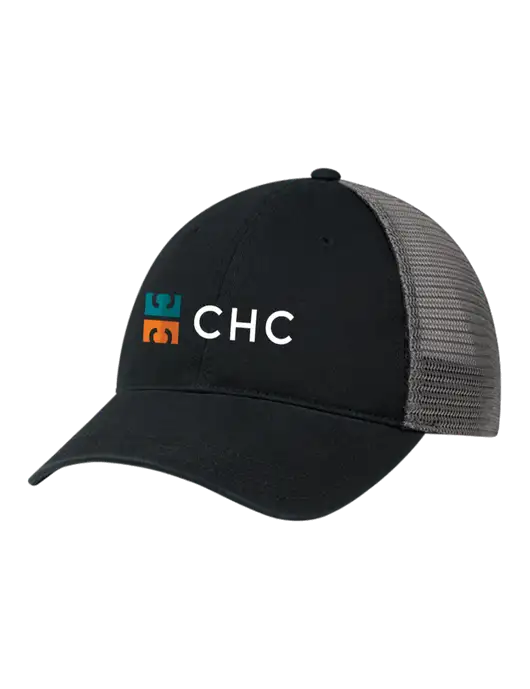 Richardson 111 Garment Washed Trucker Cap Black w/Charcoal Mesh w/CHC Logo