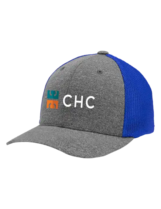 Flexfit Royal/Medium Grey Heather Melange Mesh Back Trucker Cap w/CHC Logo