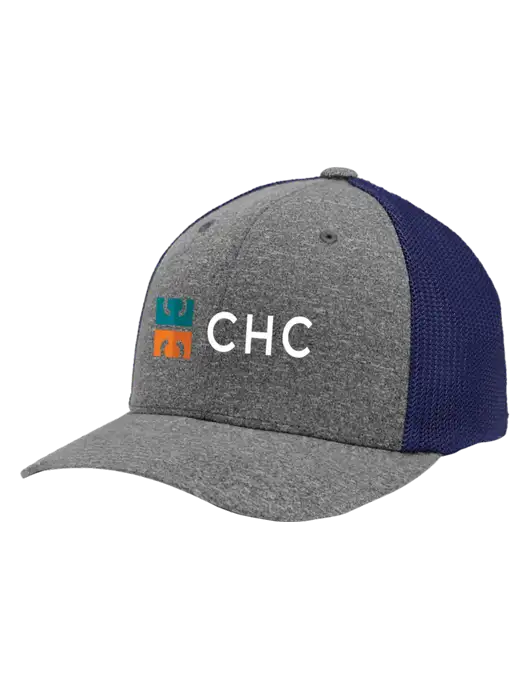 Flexfit Navy/Medium Grey Heather Melange Mesh Back Trucker Cap w/CHC Logo