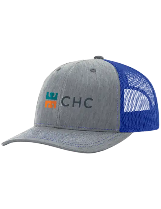 Richardson Adjustable Snapback Original 112 Trucker Cap Heather Light Grey w/Royal Mesh w/CHC Logo