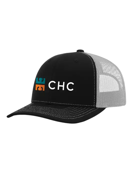 Richardson Adjustable Snapback Original 112 Trucker Cap Black w/White Mesh w/CHC Logo