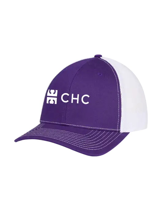 Richardson Adjustable Snapback Original 112 Trucker Cap Purple w/White Mesh w/CHC Logo