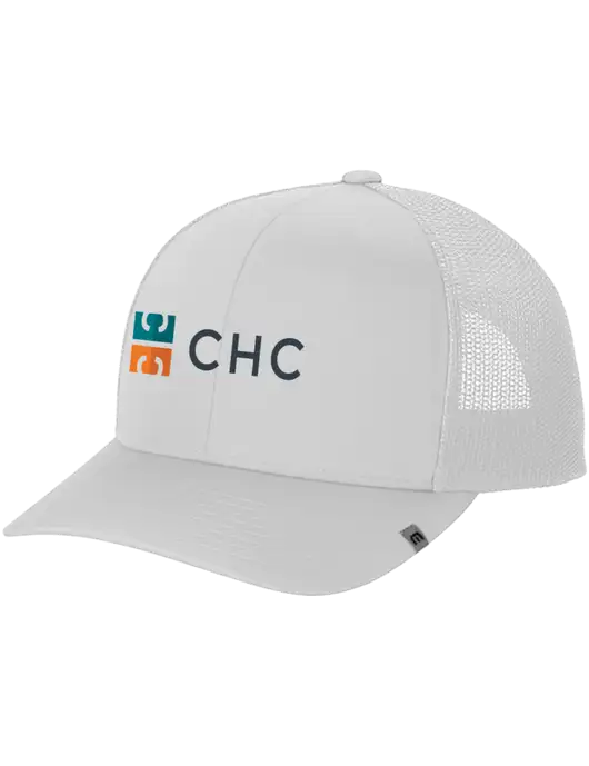 TravisMathew White Cruz Trucker Cap w/CHC Logo
