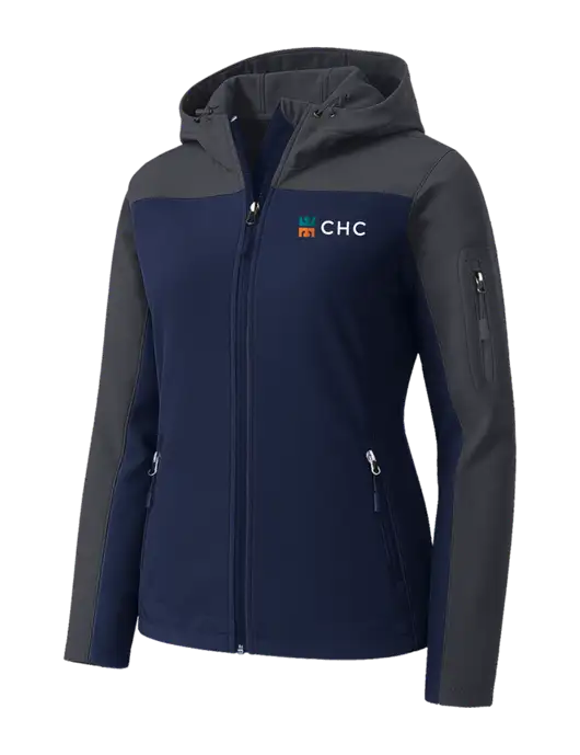 Womens Hooded Core Navy/Dark Grey Soft Shell Jacket w/CHC Logo
