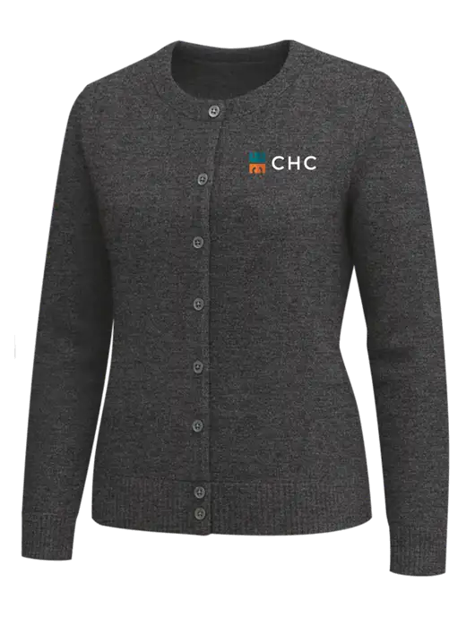 Brooks Brothers Womens Dark Grey Heather Washable Merino Cardigan Sweater w/CHC Logo