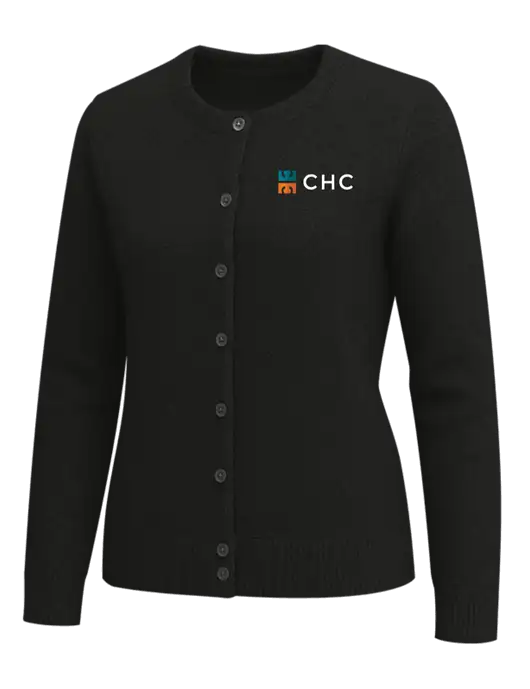 Brooks Brothers Womens Black Washable Merino Cardigan Sweater w/CHC Logo