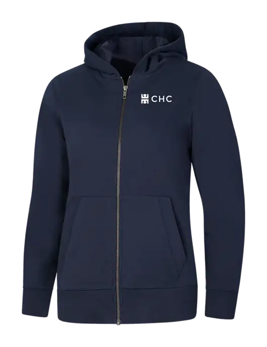 Womens Navy Re-Fleece Full-Zip Hoodie w/CHC Logo