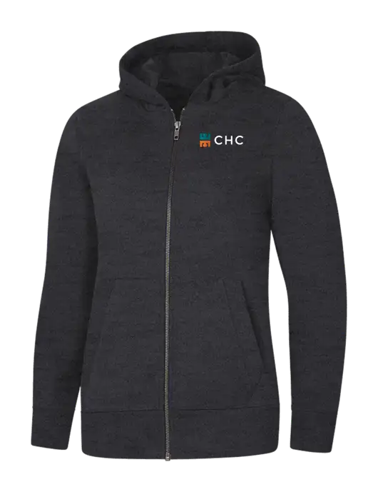 Womens Charcoal Heather Re-Fleece Full-Zip Hoodie w/CHC Logo