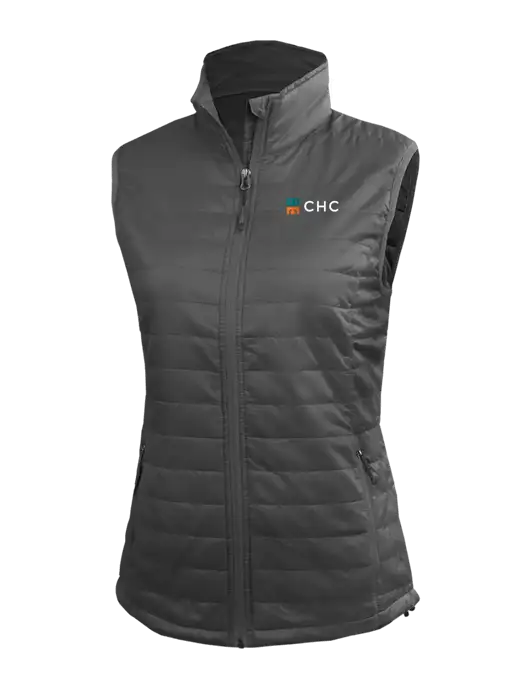 Womens Packable Dark Grey Puffy Vest w/CHC Logo