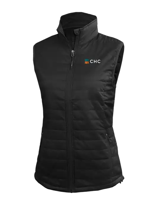 Womens Packable Black Puffy Vest w/CHC Logo