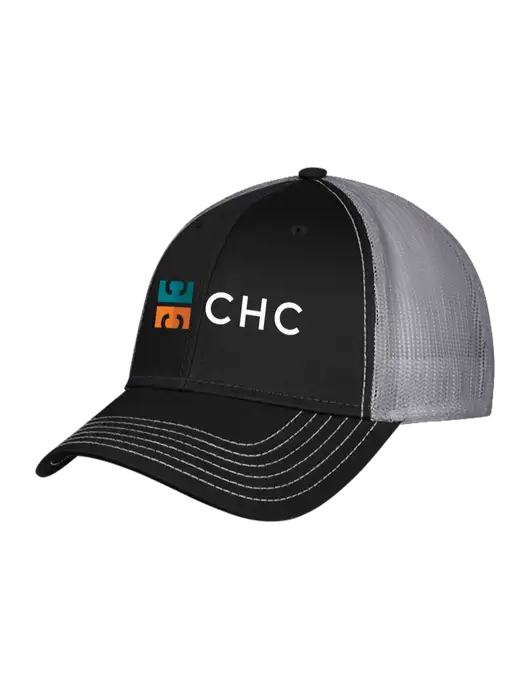 Black/Medium Dark Grey Mesh Trucker Cap Snap Back w/CHC Logo
